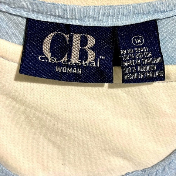 C.B. Casual Vacation Beach Embroidered Shift Dress, Size 1X, 100% Cotton Coastal - Picture 8 of 10